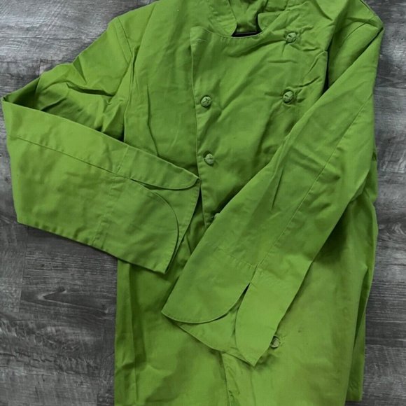 CHEF UNIFORMS GREEN Shirt Size SMALL/MEDIUM Long Sleeve Employee Button Up Work - Picture 3 of 9